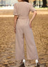 2024 Apricot V-neck Wide-leg Jumpsuit