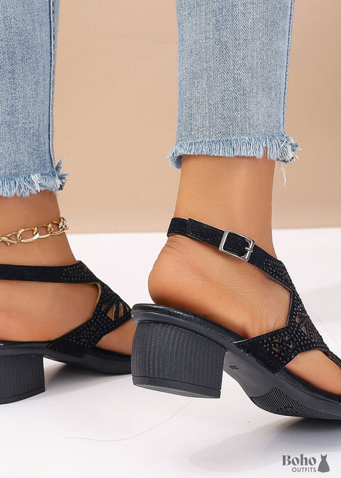 2024 Bohemian Chunky Heel Hollow Sandals