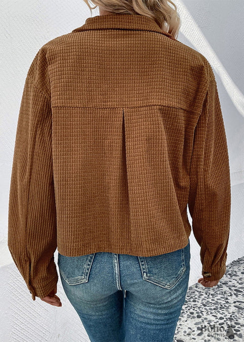 2024 Corduroy Lapel Vintage Brown Jacket