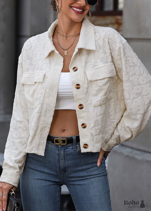 2024 Lapel Button Textured Jacquard Jacket