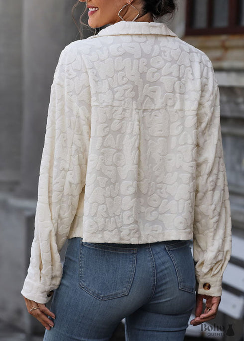 2024 Lapel Button Textured Jacquard Jacket