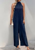 2024 New Halter Neck Solid Color Straight Jumpsuit