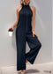 2024 New Halter Neck Solid Color Straight Jumpsuit