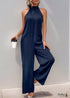 2024 New Halter Neck Solid Color Straight Jumpsuit