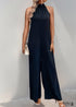 2024 New Halter Neck Solid Color Straight Jumpsuit
