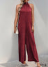2024 New Halter Neck Solid Color Straight Jumpsuit