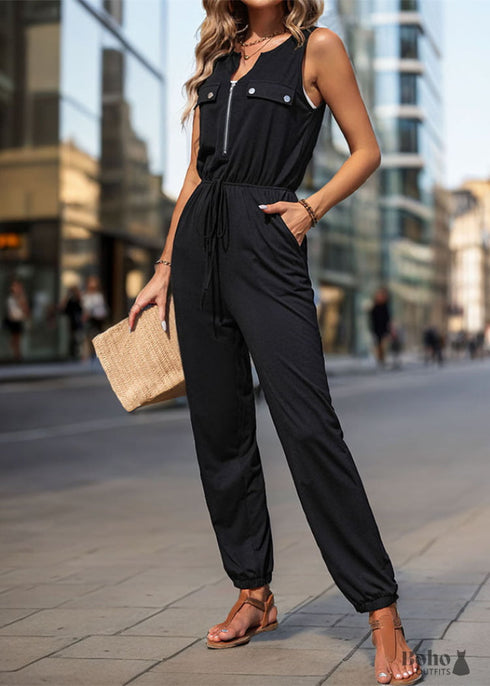 2024 New High Waist Sleeveless Boho Jumpsuit