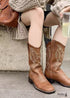 2024 New Mid-tube V-neck Genuine Leather Boho Boots For Women