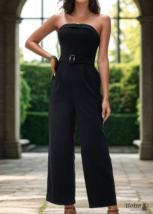 2024 New Sleeveless Tube Top Black Jumpsuit