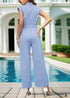 2024 New Style Lapel Solid Color Straight Jumpsuit