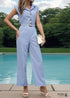 2024 New Style Lapel Solid Color Straight Jumpsuit