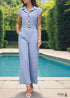 2024 New Style Lapel Solid Color Straight Jumpsuit