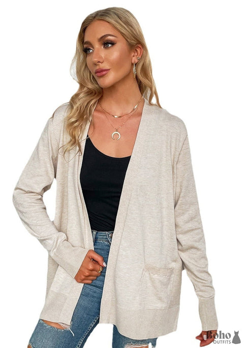 2024 Spring and Summer New Loose Casual Temperament Long Sleeve Knitted Boho Cardigan