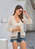 2024 Style Hollow Out Crochet Knit with Tassels Apricot Boho Cardigan