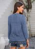2024 Style Hollow Out Crochet Knit with Tassels Navy Blue Boho Cardigan