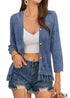 2024 Style Hollow Out Crochet Knit with Tassels Navy Blue Boho Cardigan