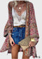 2024 Style Hollow Out Crochet Knit with Tassels Pink Boho Cardigan