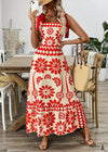 Vestido bohemio informal con tirantes estampados de lana 2024