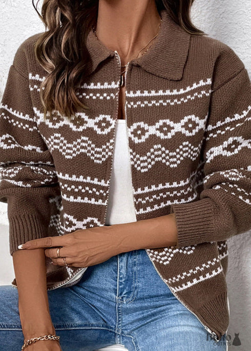 2024Boho New Style Lapel Casual Knitted Sweater