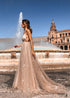 A-line/princess paillette tulle v-neck floor-length sleeveless dresses