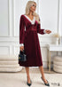 Autumn And Winter Party Velvet Contrast Color Dress