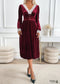 Autumn And Winter Party Velvet Contrast Color Dress