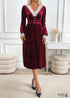 Autumn And Winter Party Velvet Contrast Color Dress