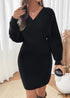 Batwing Sleeve Solid Color Knitted Sweater Dress