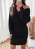 Batwing Sleeve Solid Color Knitted Sweater Dress