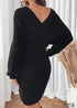 Batwing Sleeve Solid Color Knitted Sweater Dress