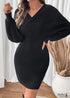 Batwing Sleeve Solid Color Knitted Sweater Dress
