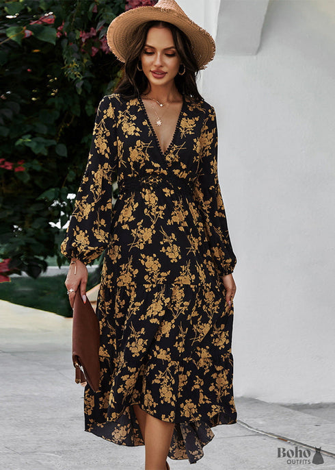 black boho bridesmaid dress