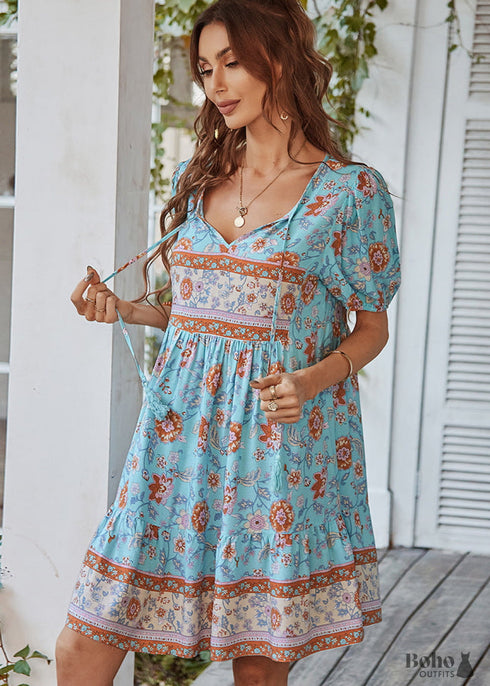 Bohemian Casual Printed Dress