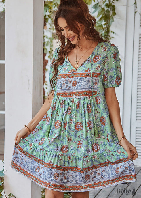 Bohemian Casual Printed Dress