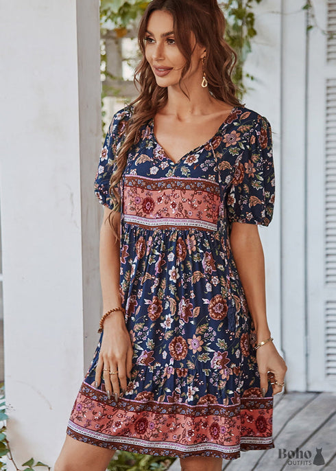 Bohemian Casual Printed Dress
