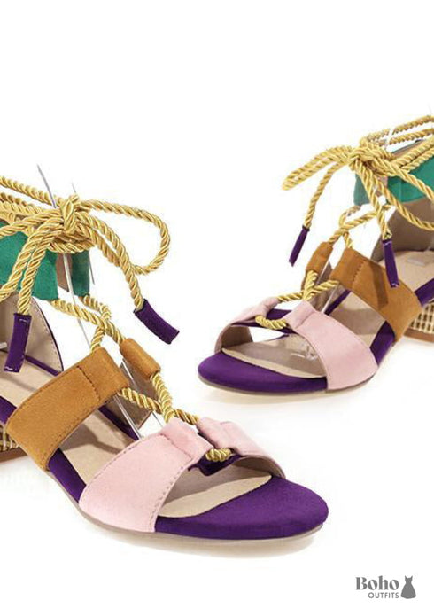 Bohemian Colorblock Strappy Sandals