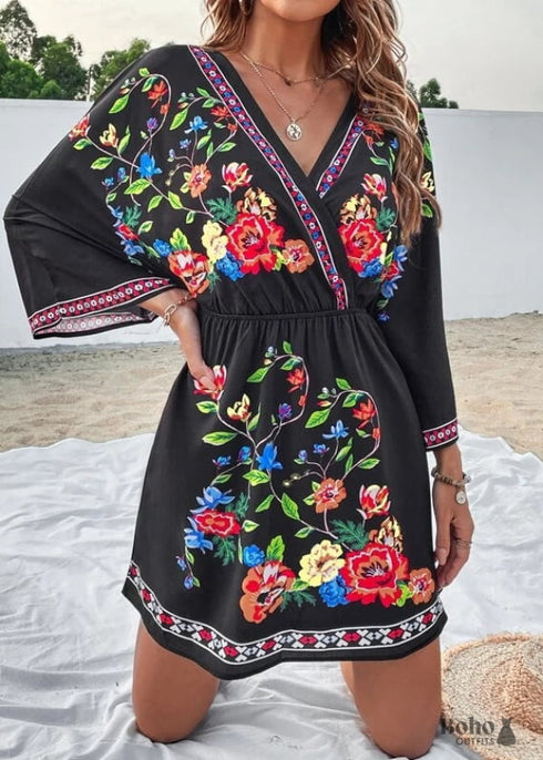 Bohemian Print Slimming Dress