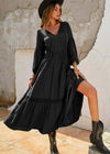 Vestido negro con volantes estilo bohemio