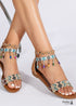 Boho Beaded Zip-Back Flat Sandals