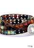 Boho Bracelet, 3 Layers Leather Wrap Bracelet, 6 mm Stones