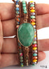 Pulsera Boho, RH, Pulsera de Cuero de 5 Capas, Piedras Naturales Mixtas y Cristal Azul