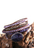 Boho Bracelet, RH 5 Layers Leather Wrap Bracelet, Mixed Natural Stones & Crystal Stone Blue