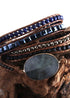 Boho Bracelet, RH 5 Layers Leather Wrap Bracelet, Mixed Natural Stones & Crystal Stone Blue