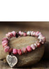 Pulsera Boho, Pulsera Elástica, Rodonita Corazón Rosa