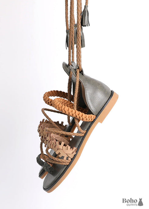 Boho Braided Lace-Up Sandals