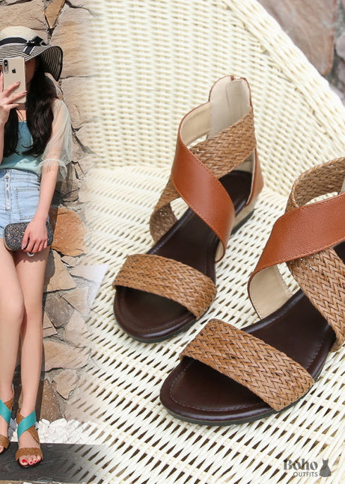 Boho Braided Wedge Sandals