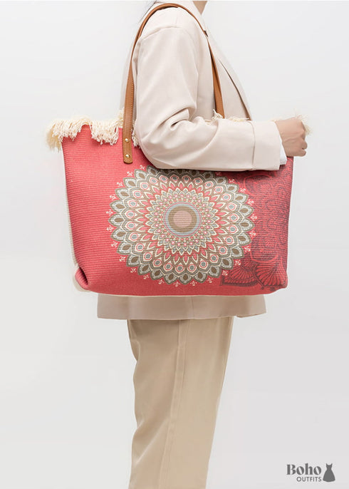 Bolso de hombro de lona estilo bohemio