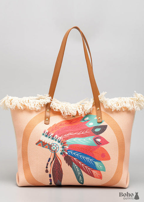 Bolso de hombro de lona estilo bohemio