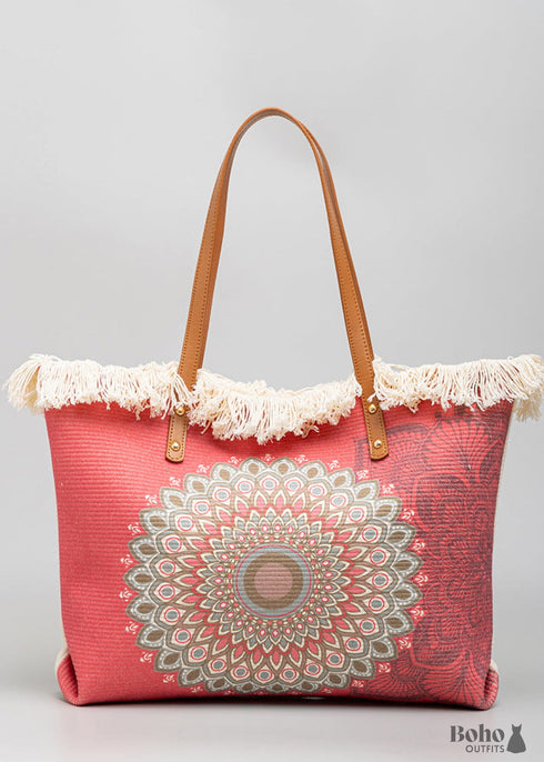 Bolso de hombro de lona estilo bohemio