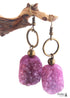 Pendientes bohemios, pendientes colgantes RH, drusa en negro, blanco y morado